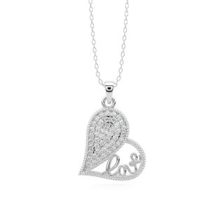 Slanted Heart Diamond Pendant